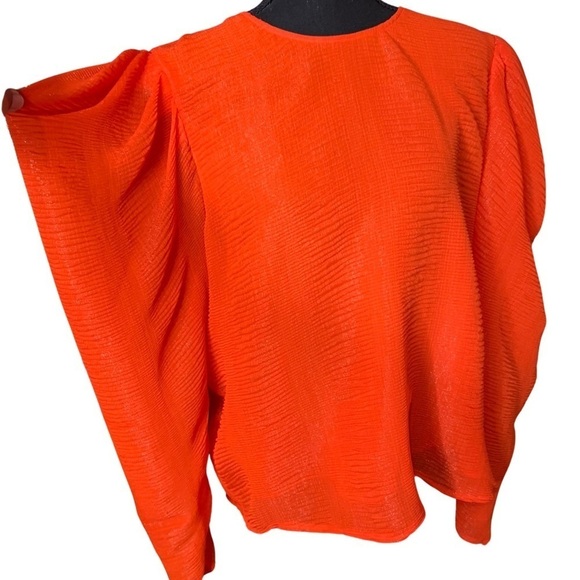 Tops - Calvin Klein Orange Shirt NWT With Dramatic Sleeves Size Large